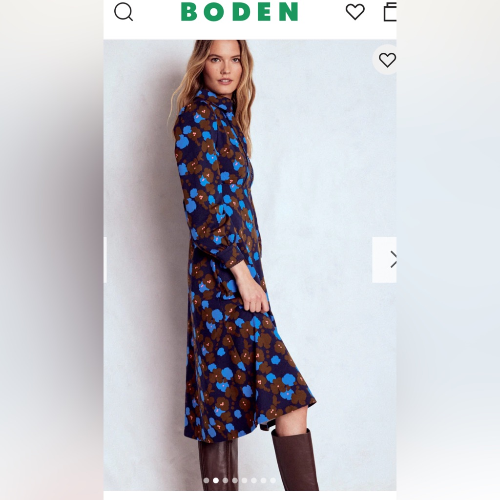 Nwt Boden Navy And Brown Floral Dress. Never Worn.